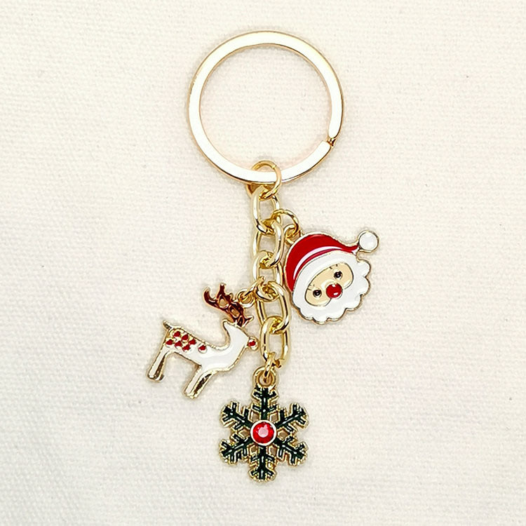 Wholesale Christmas Santa Claus Elk Snowman Alloy Keychain